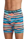 Jockey Men's Sport Stability Pouch Microfiber 9" Long Leg Boxer Brief L Sunrise Horizon Stripe