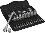 Wera Tools SA 8 Zyklop Metal Ratchet Set with Switch Lever, 1/4" Drive, Metric 28 Pieces