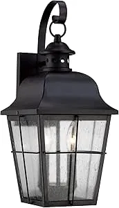 Quoizel Millhouse 18&quot; High Black and Seeded Glass Outdoor Wall Light