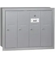 Salsbury Industries 3504ARU Vertical Mailbox - 4 Doors - Aluminum - Recessed Mounted - USPS Access