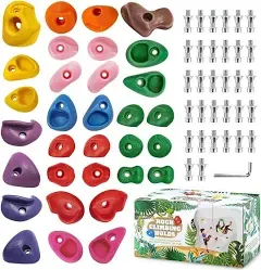 TOPNEW 32 Rock Climbing Holds Multi Size for Kids, Adult Rock Wall Holds Rock -