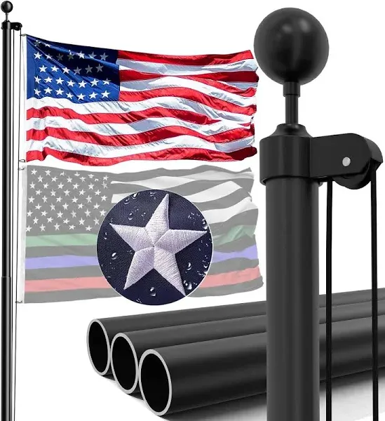 25FT Heavy Duty Flag Pole Kit, 13-Gauge Aluminum, Extra Thick Flagpoles for O...