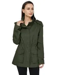 WenVen Women's Anorak Military Jacket Lightweight Casual Cotton Coat with Hood