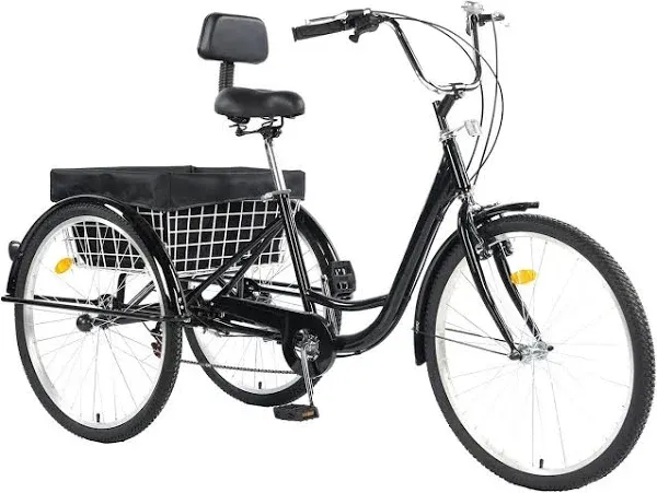 Jstuoke Versatile 26-Inch 3-Wheel Adult Tricycle with 7-Speed Transmission and storage Basket for Ultimate Convenience and Utility