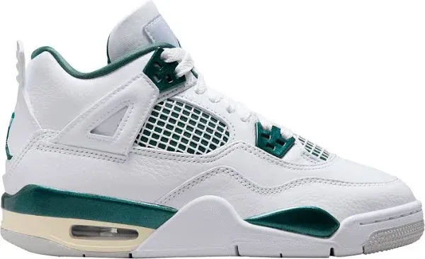 Air Jordan 4 Retro Oxidized Green Grade School Lifestyle Shoe - White/Oxidized Green/White/Neutral Grey Free Shipping