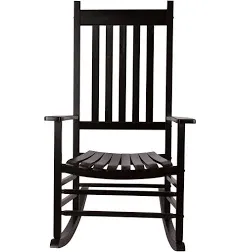 Wooden Rocking Chair for Outdoor/Indoor, Large Lounger Rocker Chair for Patio/Porch/Garden/Balcony/Backyard, Black, Loads 330lbs