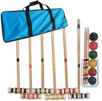 Complete Croquet Set with Carrying Case Backyard Outdoor Lawn Game