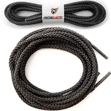 Ironlace Unbreakable Extra Heavy Duty Round Boot Laces Shoelaces 63 Black