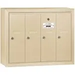 Salsbury Industries Vertical Mailbox - 4 Doors - Sandstone - Surface Mounted - USPS Access