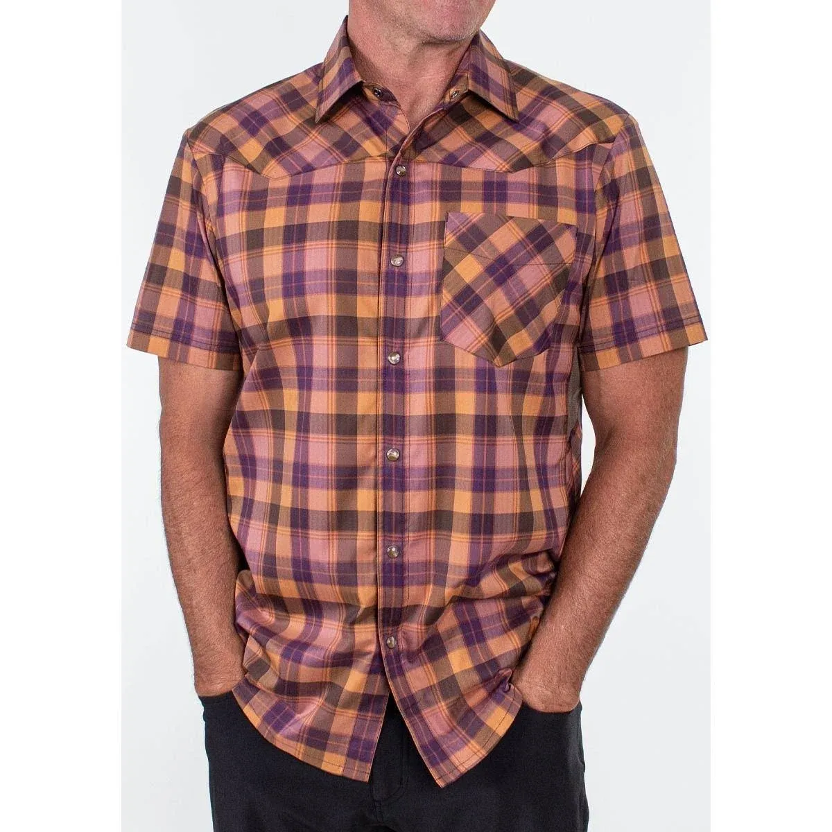 Club Ride Apparel Men's New West Shirt, Auburn Plaid / L