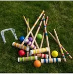 Trademark Global | Hey Play Croquet Set - Wooden Outdoor Deluxe Sports Set With Carrying Case - Fun Vintage Backyard Lawn Recreation Game For Kids Or Adults, 6 Players - | Realry