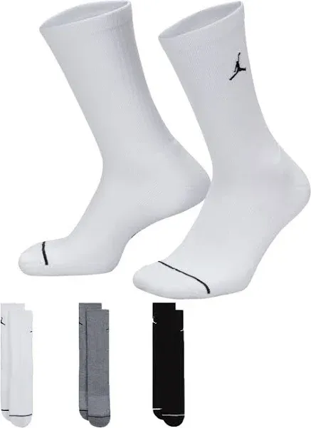 Jordan Everyday Crew Socks (3 Pairs) Black White / L