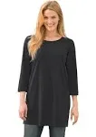 Woman Within Women's Plus Size Perfect Three-Quarter-Sleeve Scoopneck Tunic