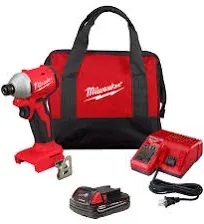 Milwaukee Impact Driver Kit 1/4&#034; 18V Li-Ion Brushless w/ Battery, Charger + Bag