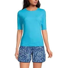 Lands' End Women's Crew Neck Rash Guard UPF 50 Sun Protection Swim Tee