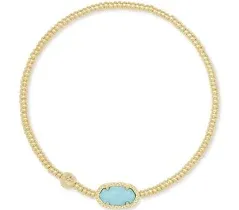 Kendra Scott Grayson Gold Stretch Bracelet Light Blue Magnesite