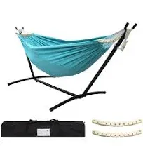  Double Hammock with Stand Included 450lb Capacity Steel Stand, Cotton Tropical