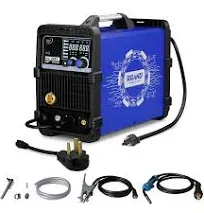 MIG Welder, 200Amp 6 in 1 Gas MIG/Gasless Flux Core MIG/Stick/Lift TIG/Spot Welding/Spool Gun 110V/200V Aluminum Multi Process Welding Machine with Large Segment Display, Burn Back Adjustment