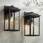 John Timberland Eastcrest Modern Outdoor Wall Light Fixtures Set of 2 Textured Black Metal 20 1/2" Clear Glass Panels for Post Exterior Barn Deck House Porch Yard Patio Garage Garden Outside