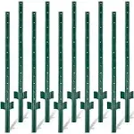 Toriexon Fence Posts 4feet - 10Pack, Heavy Duty Metal Fence Post with U-Channel, Steel Fence U-Post for Holding Garden Wire Fence, Corner Anchor