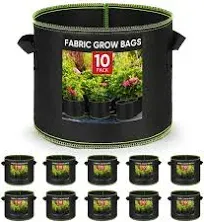 Grow Bags 5 Gallon 10Pcs Heavy Duty 300G Fabric Pots for Plants,Thicken<wbr/>ed Nonwov