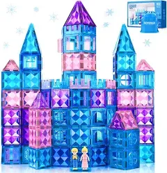 BENOKER 102pcs Frozen Castle Magnetic Tiles 3D Diamond Building Blocks STEM Educational Kids Toys for Pretend Play