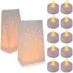 30 Set Luminaries Bag With Flameless Candles\x8c Flickering Led Tea Lights With Pap