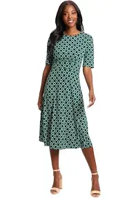 London Times Women's Inset Waist Midi Dress Career Office Occasion Guest of