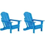 WestinTrends All-Weather Contoured Outdoor Poly Folding Adirondack Chair (Set of 2) Pacific Blue