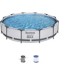 Bestway Steel Pro MAX 12'x30" Round Above Ground Outdoor Swimming Pool with Pump