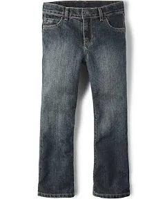 Boys The Children&#039;s Place blue denim bootcut adjustable waist jeans 14 Husky NWT