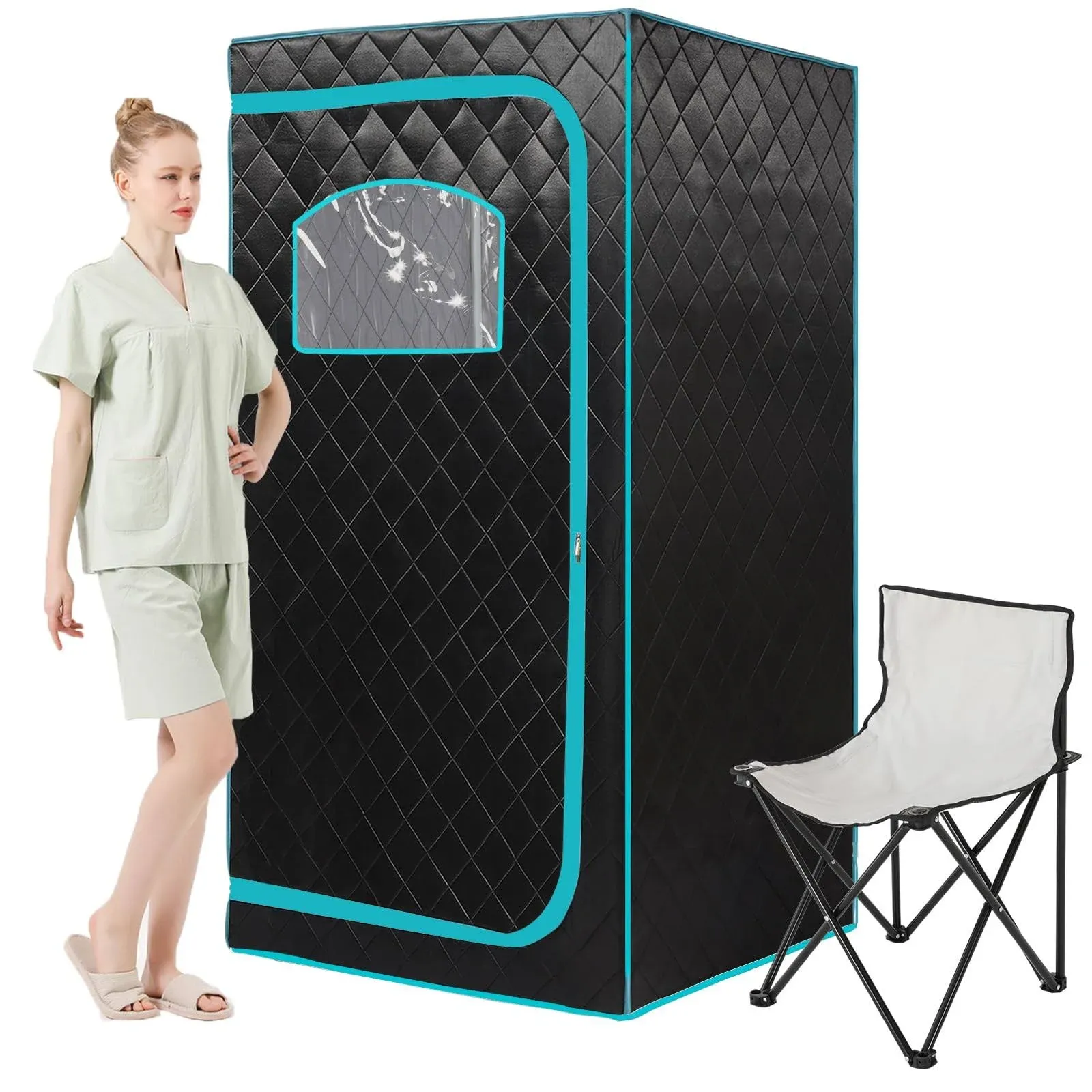 AURGOD Portable Full Size Infrared Sauna, One Person Sauna Tent Set for Home Spa with Temperature Remote Control, Heating Foot Pad and Reinforced