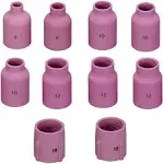 RIVERWELD TIG Gas Lens Alumina Nozzle Ceramic Cups Large Jumbo Assort Size Kit 53N87#12 3/4" 53N88#10 5/8" 53N89#15 57N74#8 1/2" 57N75#6 Fit SR DB WP 9 17 18 20 25 26 TIG Welding Torch 10pcs