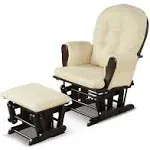 Costway Glider and Ottoman Cushion Set Wood Baby Nursery Rocking Chair Beige