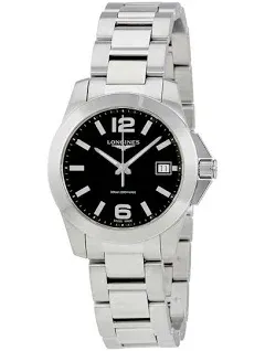 Conquest Quartz Black Dial Ladies Watch