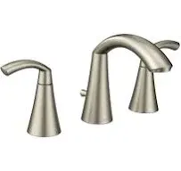 Moen T6173 Nickel Glyde Widespread Bathroom Faucet - Pop-Up Drain Included