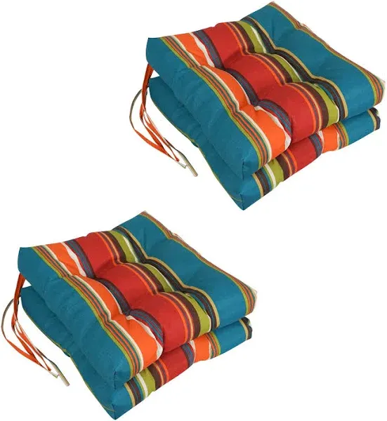 Blazing Needles 16-inch Square Tufted Outdoor Chair Cushions (Set of 4)