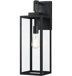 Hukoro Wall Lantern Sconce With Clear Glass Shade 1xE26 22&#034; 1-Light Matte Black