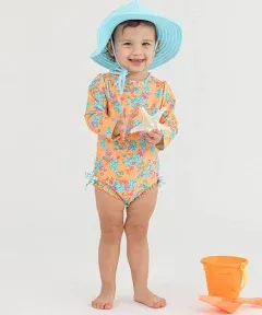 RuffleButts Mermaid One Piece Rash Guard - 3-6M