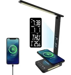 Desk Light, LED Desk Lamp with Wireless Charger Desk Light for Home Office Dimma