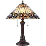 Chloe Lighting Ambrose Tiffany-Style 2 Light Victorian Table Lamp 16&#034; Shade