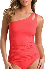 Women's La Blanca Island Goddess One-Shoulder Tankini Top