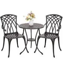 Nuu Garden 3 Piece Bistro Table Set Cast Aluminum Outdoor Patio Furniture