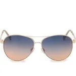 Jessica Simpson Women's Metal Aviator Logo Sunglasses - Gold/Nude