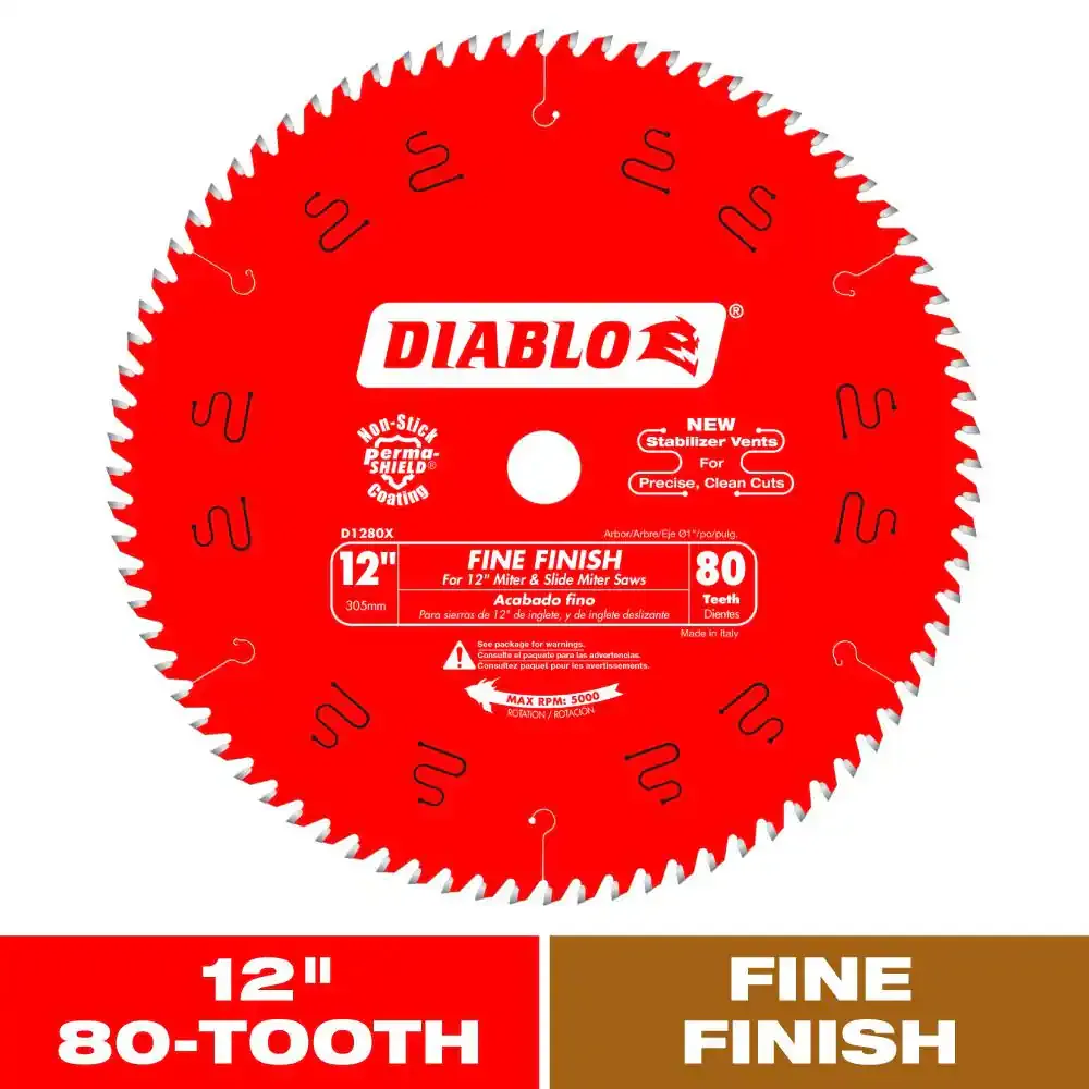 Diablo Fine Finish Circular Saw Blade, 12in., 80 Tooth, For Fine Crosscuts in