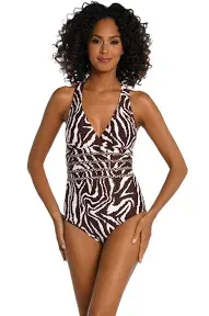 LA BLANCA one piece tummy control bathing suit