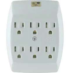 GE 6-Outlet Grounded Wall Tap