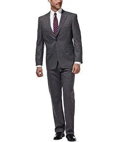 J.M. Haggar Pants 34x30 Dark Heather Gray Sharkskin Classic Fit Flat Front NWT