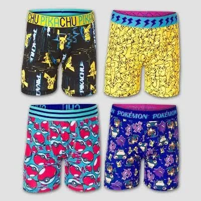 Pokemon Boys Underwear 4 pk Athletic Moisture Wicking Boxer Briefs NWT Size 10 