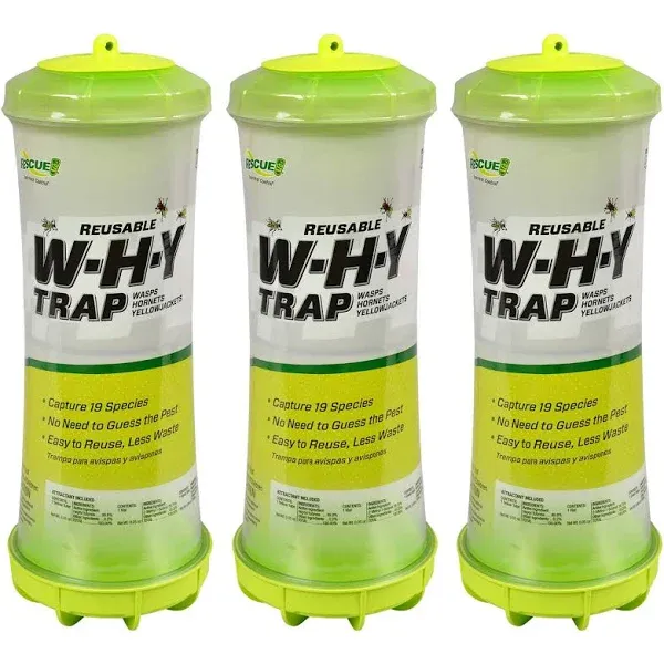 RESCUE! WHY Trap for Wasps, Hornets, &amp; Yellowjackets ? Hanging Outdoor Trap - 2